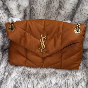 Yves Saint Laurent YSL Brown Quilted Shoulder Bag